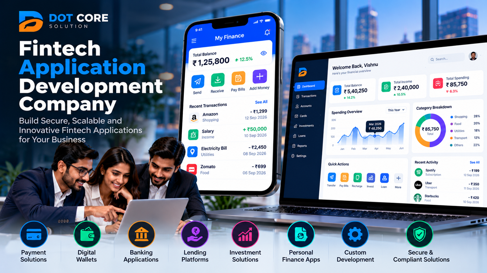 Fintech custom software development solutions for modern financial businesses