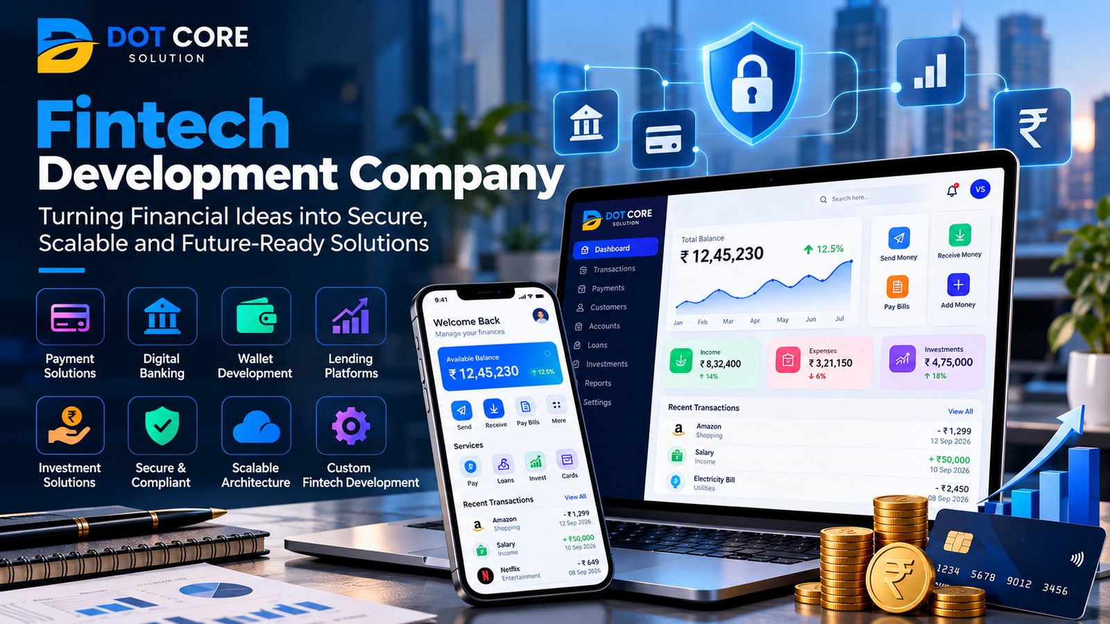 Fintech development company building secure and scalable financial software solutions
