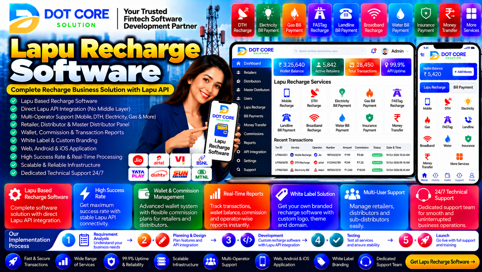 LAPU Recharge Software for retailer management and transaction reporting