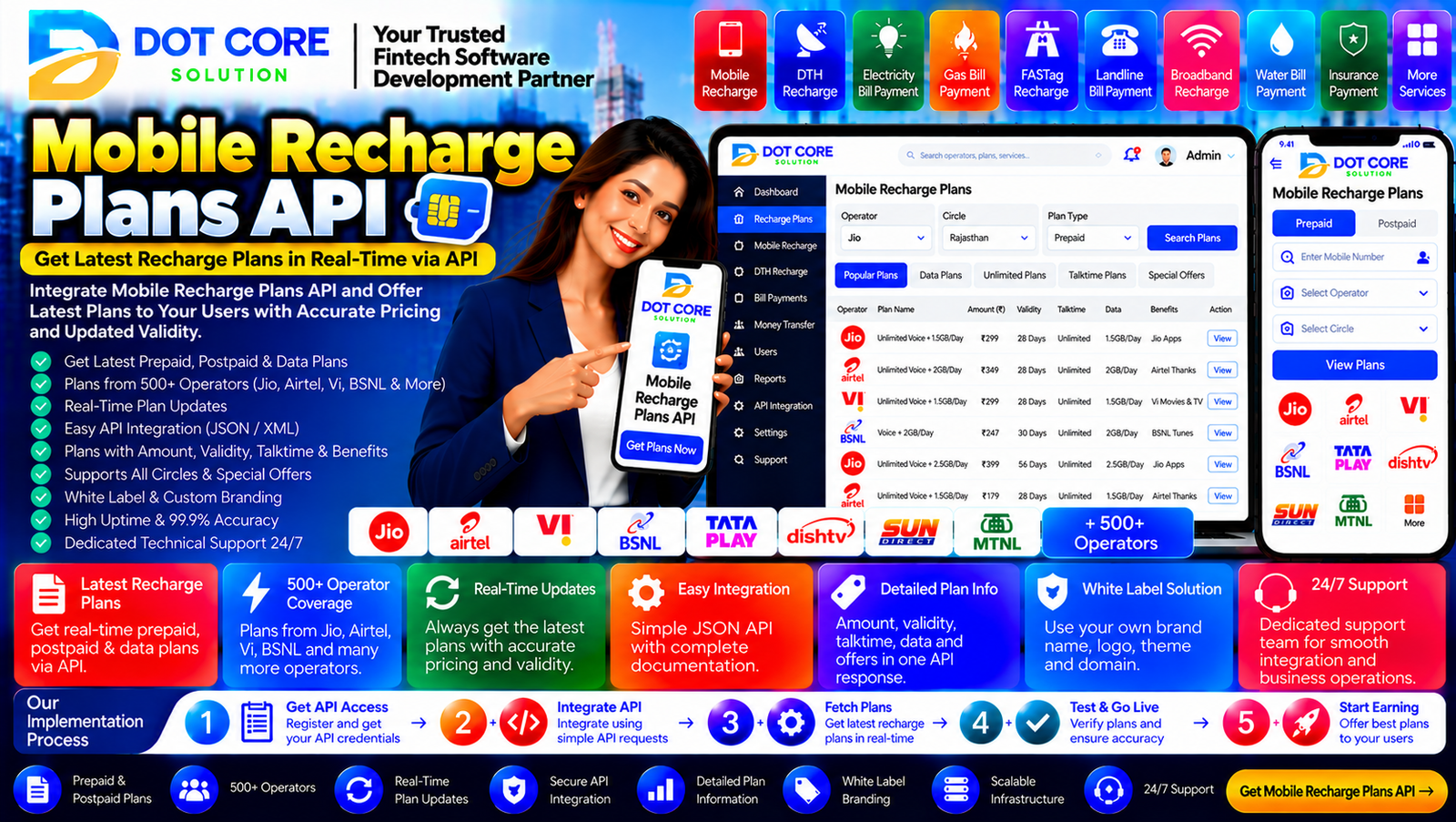 Mobile recharge plans API for operator-wise plan data and validity details