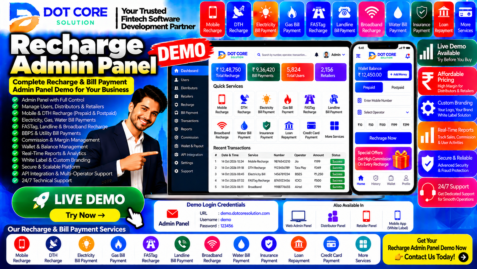 recharge admin panel demo
