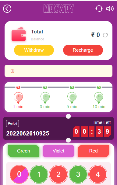 Color Prediction Game Development – mobile screen